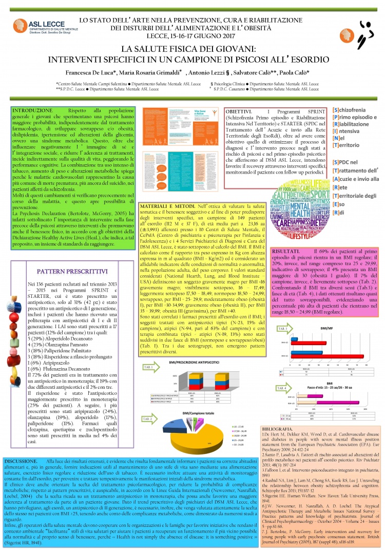 LA SALUTE FISICA DEI GIOVANI:  INTERVENTI SPECIFICI IN UN CAMPIONE DI PSICOSI ALL’ESORDIO